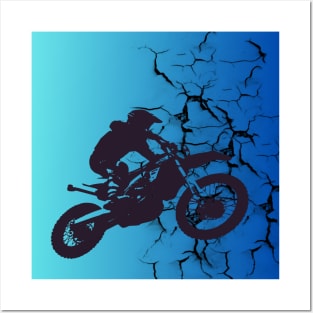 Cool dirt bike on a broken wall Posters and Art